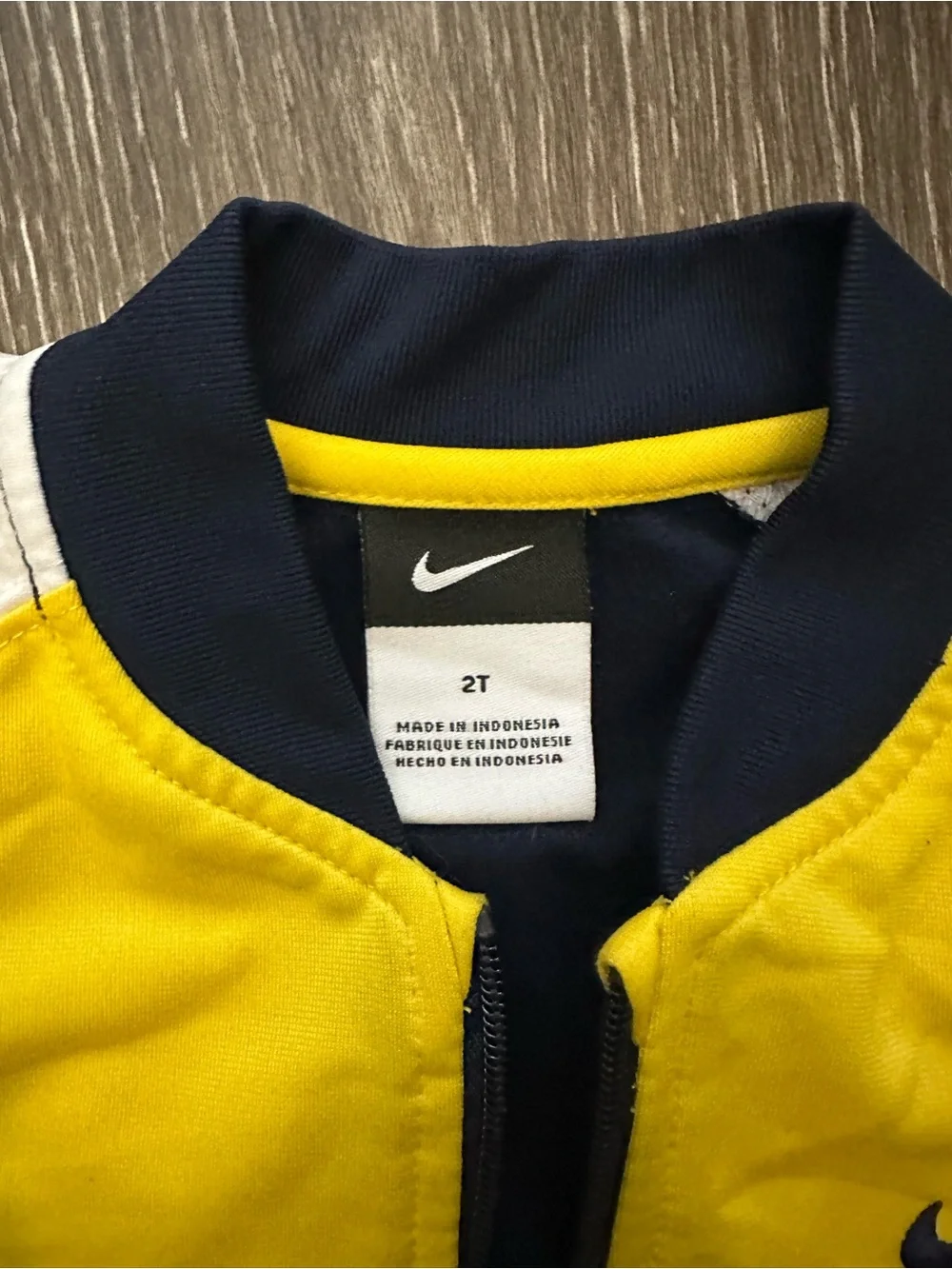 Nike Kids Yellow and Navy Bomber Jacket Full Zip Activewear